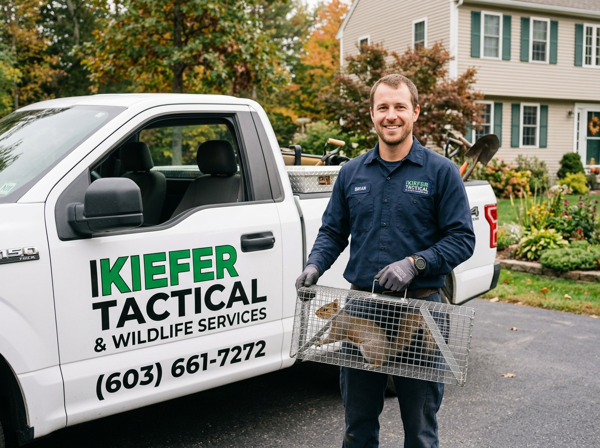 Kiefer Tactical & Wildlife Services branded truck with technician