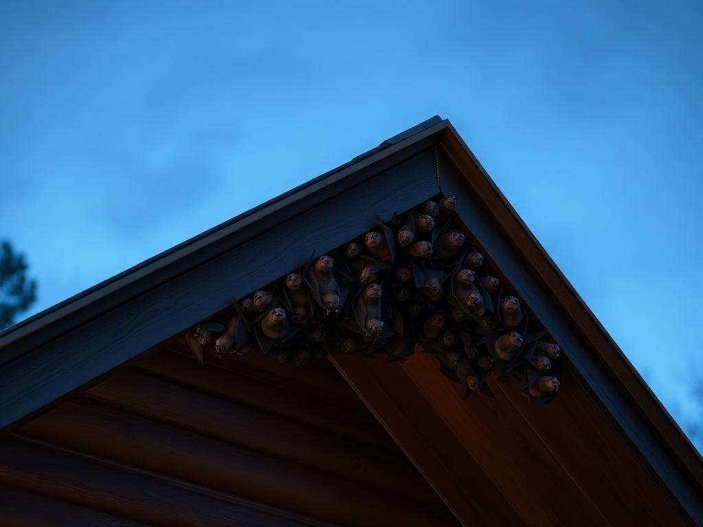 Little brown bats roosting under attic eaves of a New England home